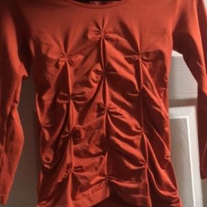 orange ruched shirt